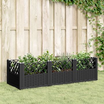 vidaXL Sodo lovelis su kuoliukais, juodas, 123,5x43,5x43,5cm, PP