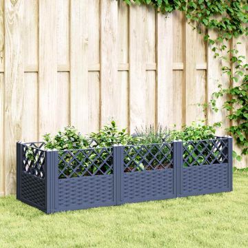 vidaXL Sodo lovelis su kuoliukais, mėlyna pilkas, 123,5x43,5x43,5cm, PP