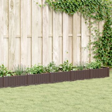vidaXL Sodo lovelis su kuoliukais, rudas, 362,5x42,5x28,5cm, PP