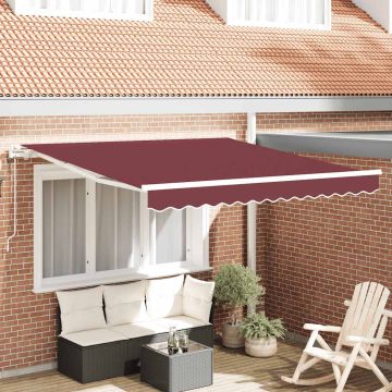 vidaXL Automatinė ištraukiama markizė, bordo spalvos, 300x250cm