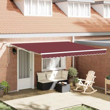 vidaXL Automatinė ištraukiama markizė su LED, bordo spalvos, 400x300cm