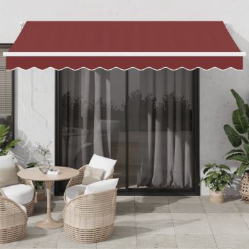 vidaXL Rankiniu būdu ištraukiama markizė, bordo spalvos, 350x250cm