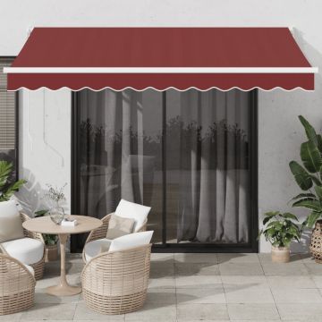 vidaXL Rankiniu būdu ištraukiama markizė, bordo spalvos, 350x250cm