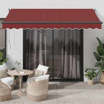 vidaXL Automatinė ištraukiama markizė, bordo spalvos, 350x250cm