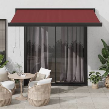 vidaXL Rankiniu būdu ištraukiama markizė, bordo spalvos, 350x250cm