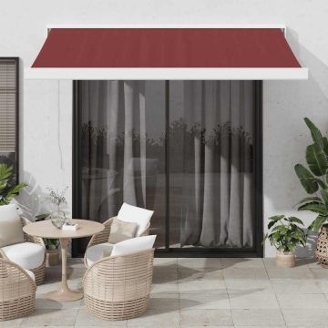 vidaXL Automatinė ištraukiama markizė, bordo spalvos, 350x250cm