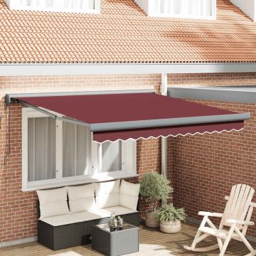 vidaXL Automatinė ištraukiama markizė, bordo spalvos, 300x250cm