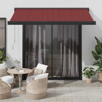 vidaXL Automatinė ištraukiama markizė, bordo spalvos, 350x250cm