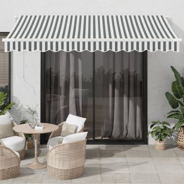 vidaXL Automatinė ištraukiama markizė, antracito ir balta, 350x250cm