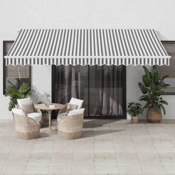 vidaXL Automatinė ištraukiama markizė, antracito ir balta, 450x350cm