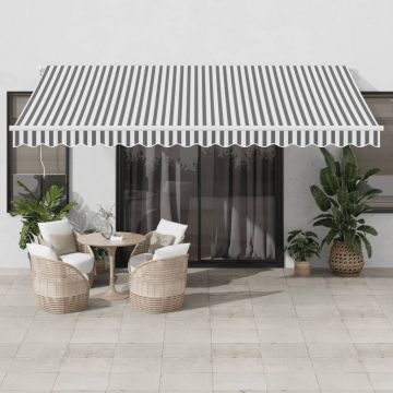 vidaXL Automatinė ištraukiama markizė, antracito ir balta, 450x350cm
