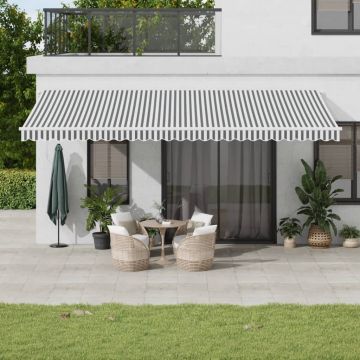vidaXL Rankiniu būdu ištraukiama markizė, antracito/balta, 600x350cm