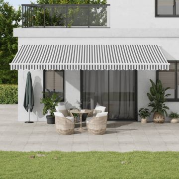 vidaXL Automatinė ištraukiama markizė, antracito ir balta, 600x350cm
