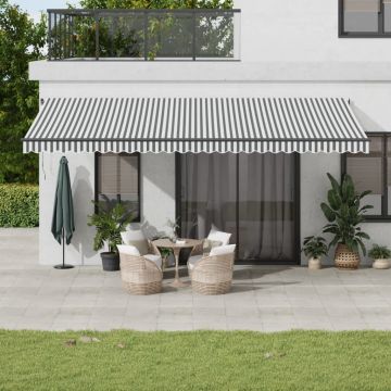 vidaXL Automatinė ištraukiama markizė, antracito ir balta, 600x350cm