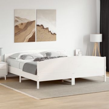 vidaXL Lovos rėmas be čiužinio, baltas, 180x200cm, pušies masyvas