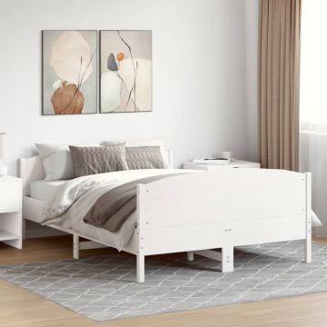 vidaXL Lovos rėmas be čiužinio, balta, 140x190cm, pušies masyvas