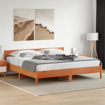 vidaXL Lovos rėmas be čiužinio, vaško rudas, 180x200cm, pušies masyvas