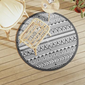 vidaXL Lauko kilimas, ARAKIL juodos spalvos, 120cm skersmens, PP