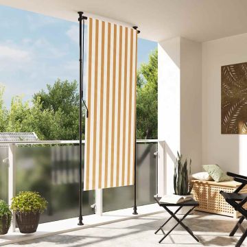 vidaXL Lauko roletas, oranžinis/baltas, 120x270cm, audinys ir plienas