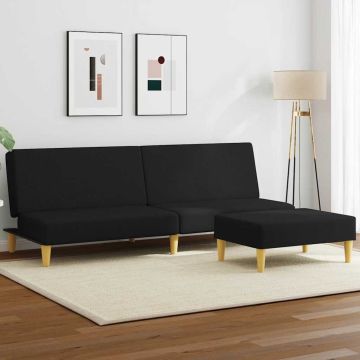 vidaXL Dvivietė sofa-lova su pakoja, juodos spalvos, audinys