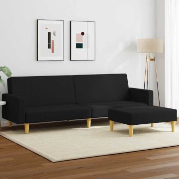 vidaXL Dvivietė sofa-lova su pakoja, juodos spalvos, audinys