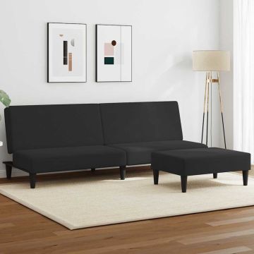 vidaXL Dvivietė sofa-lova su pakoja, juodos spalvos, aksomas