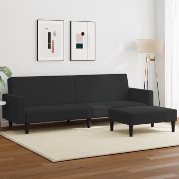 vidaXL Dvivietė sofa-lova su pakoja, juodos spalvos, aksomas