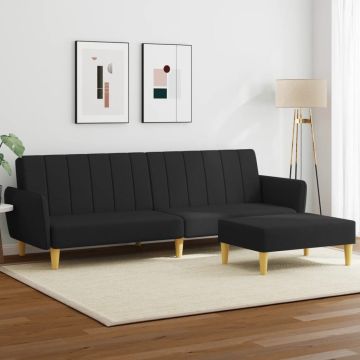 vidaXL Dvivietė sofa-lova su pakoja, juodos spalvos, audinys