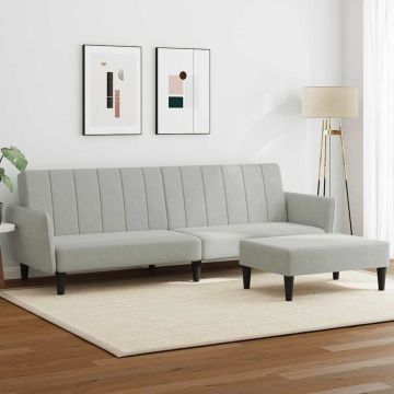 vidaXL Dvivietė sofa-lova su pakoja, šviesiai pilkos spalvos, aksomas