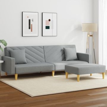 vidaXL Dvivietė sofa-lova su pagalvėmis ir pakoja, pilka, audinys