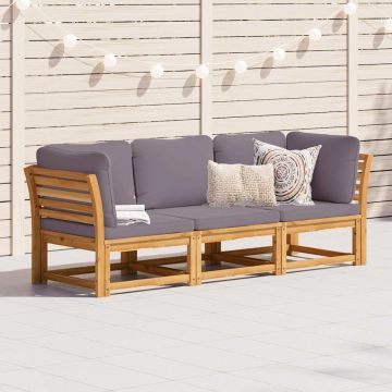 vidaXL Sodo komplektas su pagalvėlėmis, 3 dalių, akacijos masyvas