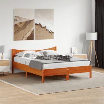 vidaXL Lovos rėmas be čiužinio, vaško rudas, 160x200cm, pušies masyvas