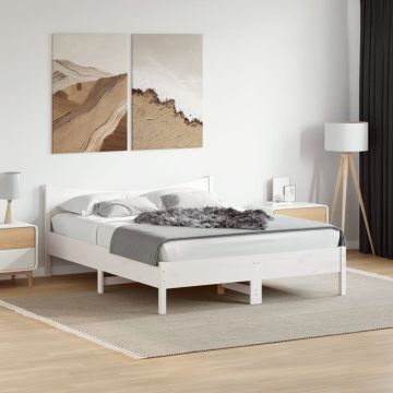 vidaXL Lovos rėmas be čiužinio, baltas, 150x200cm, pušies masyvas