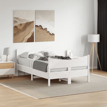 vidaXL Lovos rėmas be čiužinio, baltas, 120x200cm, pušies masyvas
