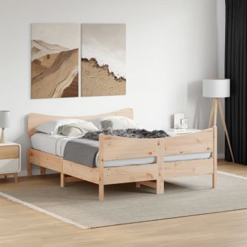 vidaXL Lovos rėmas be čiužinio, 135x190cm, pušies medienos masyvas