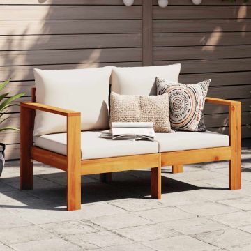 vidaXL Dvivietė sodo sofa su pagalvėlėmis, akacijos medienos masyvas