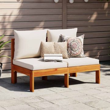 vidaXL Dvivietė sodo sofa su pagalvėlėmis, akacijos medienos masyvas