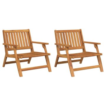 vidaXL Atsipalaidavimo suolas 2 pcs Ruda Kietos akacijos mediena