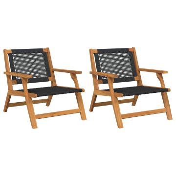 vidaXL Sodo baldai 2 pcs Juoda 67 x 78 x 73 cm Kietos akacijos mediena