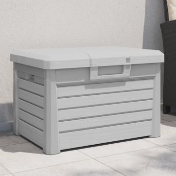 vidaXL Lauko dėžė pagalvėlėms, pilka, 73x50,5x46,5cm, PP