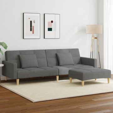 vidaXL Dvivietė sofa-lova su pakoja, tamsiai pilkos spalvos, audinys