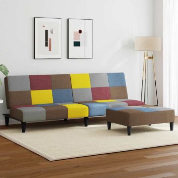 vidaXL Dvivietė sofa-lova su pakoja, skiautinis audinys