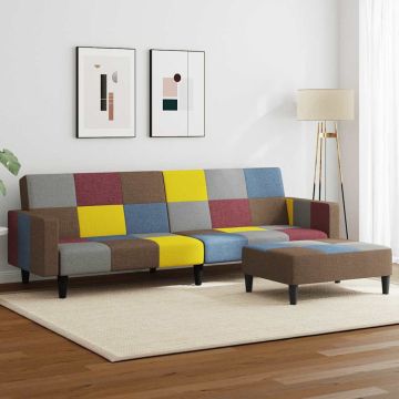 vidaXL Dvivietė sofa-lova su pakoja, skiautinis audinys