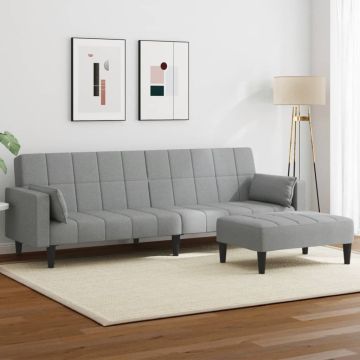 vidaXL Dvivietė sofa-lova su pakoja, šviesiai pilkos spalvos, audinys