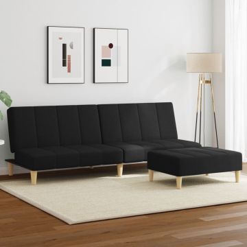 vidaXL Dvivietė sofa-lova su pakoja, juodos spalvos, audinys