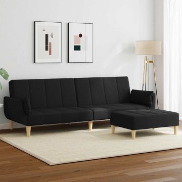 vidaXL Dvivietė sofa-lova su pakoja, juodos spalvos, audinys