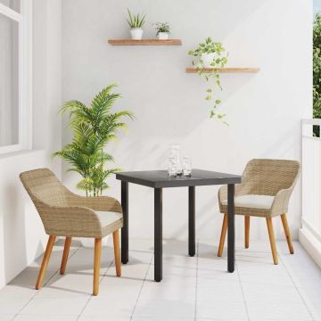 vidaXL Sodo valgomojo komplektas su pagalve 3 pcs Smėlio poliratanas