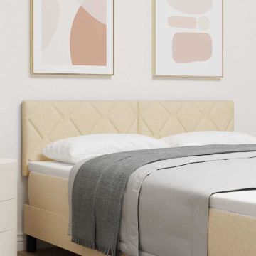 vidaXL LED galvūgalis Kreminė 160 cm audinys