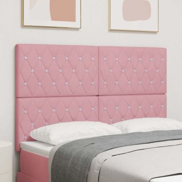 vidaXL LED galvūgalis su LED juostelėmis Rožinė 144 cm Aksomas