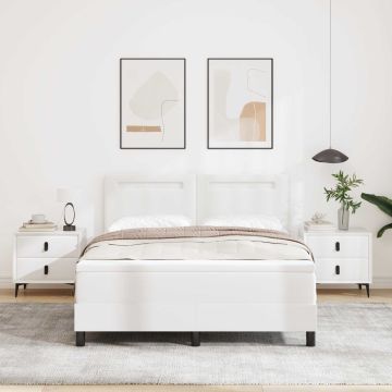 vidaXL Kiemas lova su čiužiniu Balta 160 x 200 cm Dirbtinė oda